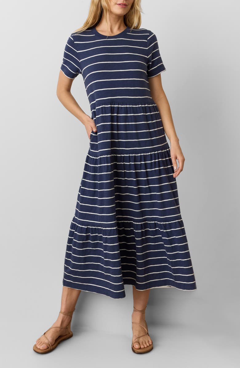 Marine Layer Stripe Cotton Jersey A-Line Dress, Main, color,