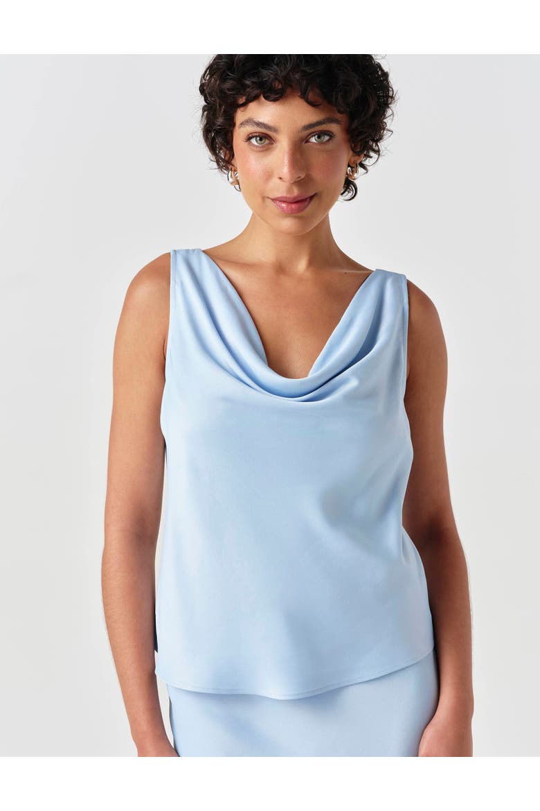 Nyla Cowl Neck Satin Top, Main, color, Light Blue