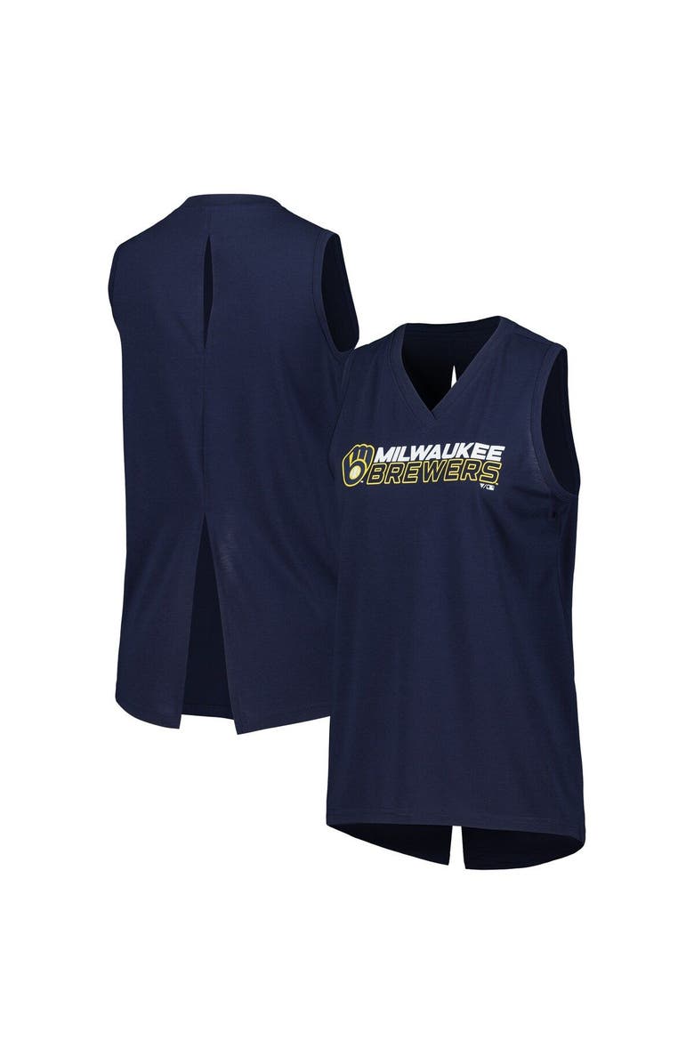 LEVELWEAR Women's Levelwear  Navy Milwaukee Brewers Paisley Chase V-Neck Tank Top, Main, color, Navy