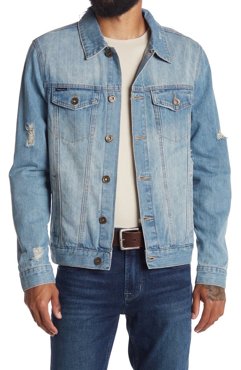 Request Distressed Denim Jacket, Main, color,