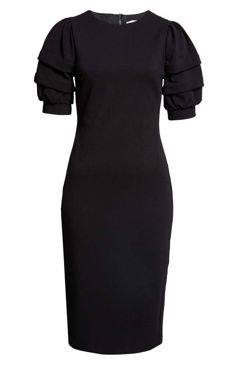 Max Mara Peonie Puff Sleeve Twill Jersey Dress, Alternate, color, 