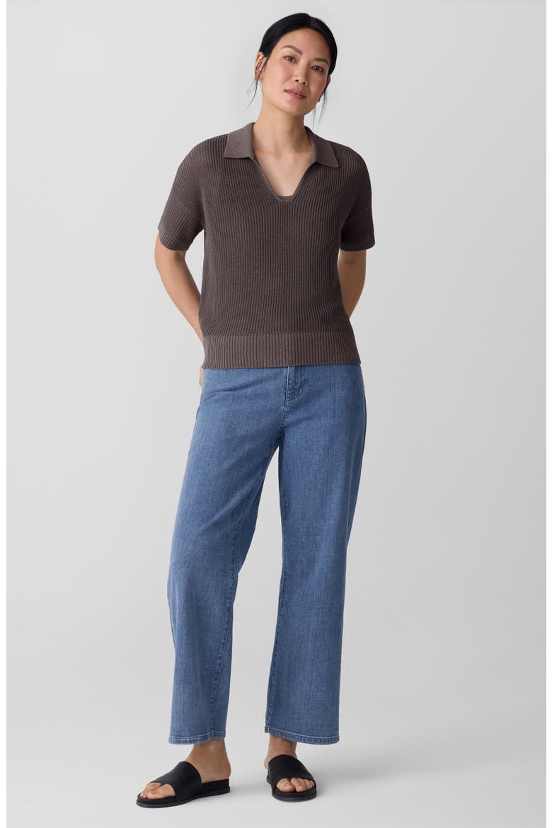 Classic Organic Cotton & Silk Polo Sweater, Alternate, color, RYE