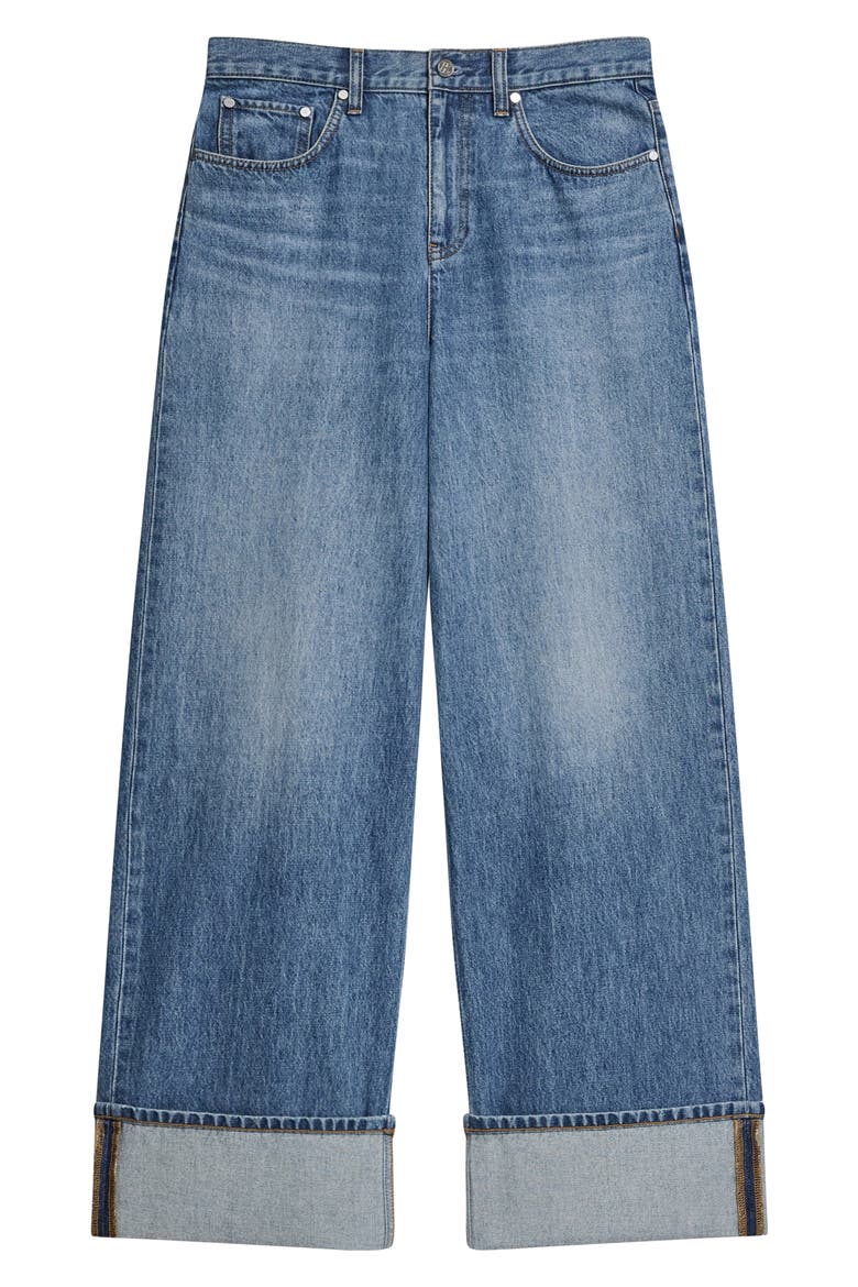 Cuffed Wide Leg Jeans, Alternate, color, CLASSIC BLUE