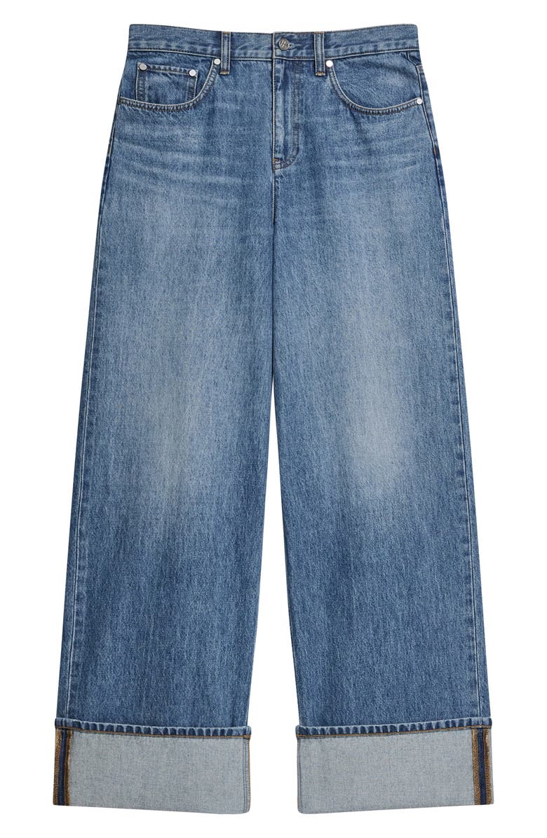 Helmut Lang Cuffed Wide Leg Jeans, Alternate, color, Classic Blue