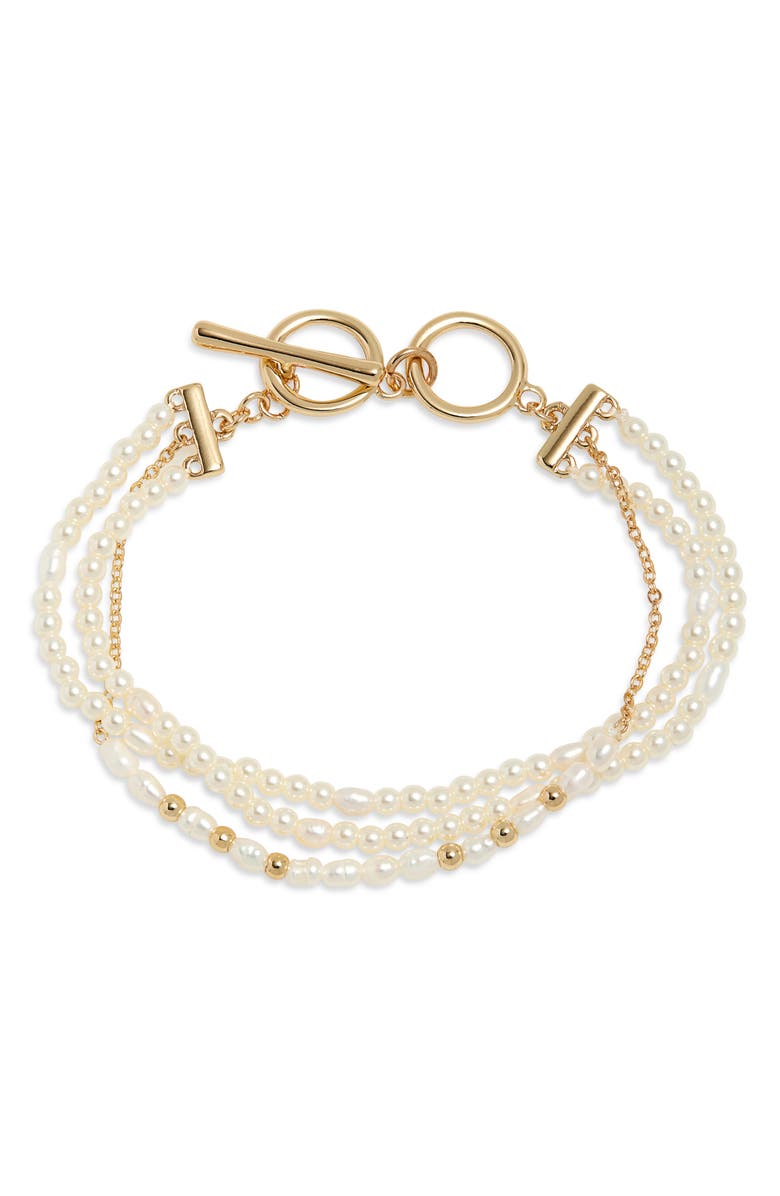Nordstrom Triple Strand Freshwater Pearl Bracelet, Main, color,