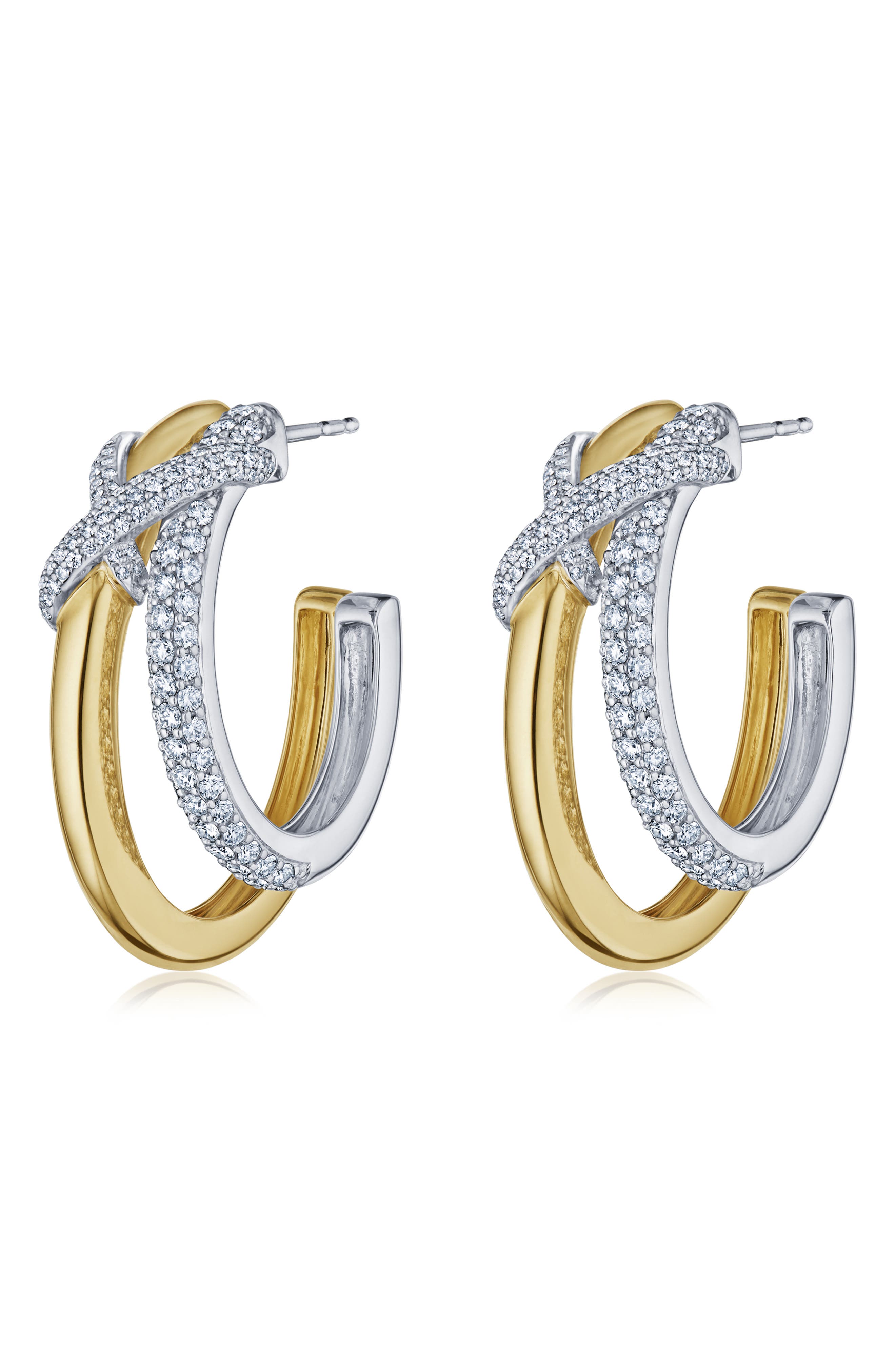 Kwiat XO Diamond Hoop Earrings in Two Tone White/Yellow Gold