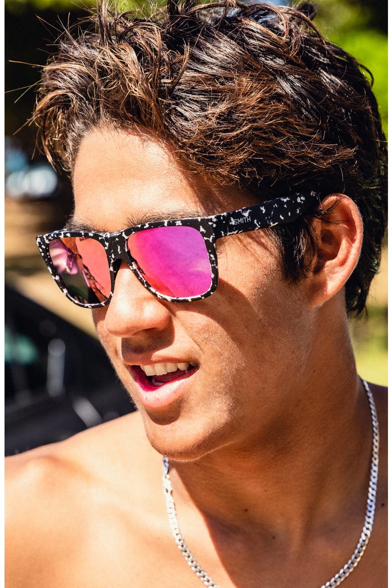 Lowdown 2 55mm ChromaPop™ Polarized Square Sunglasses, Alternate, color, MATTE BLACK MARBLE / VIOLET