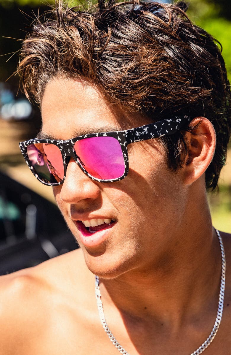 Smith Lowdown 2 55mm ChromaPop<sup>™</sup> Polarized Square Sunglasses, Alternate, color, Matte Black Marble / Violet