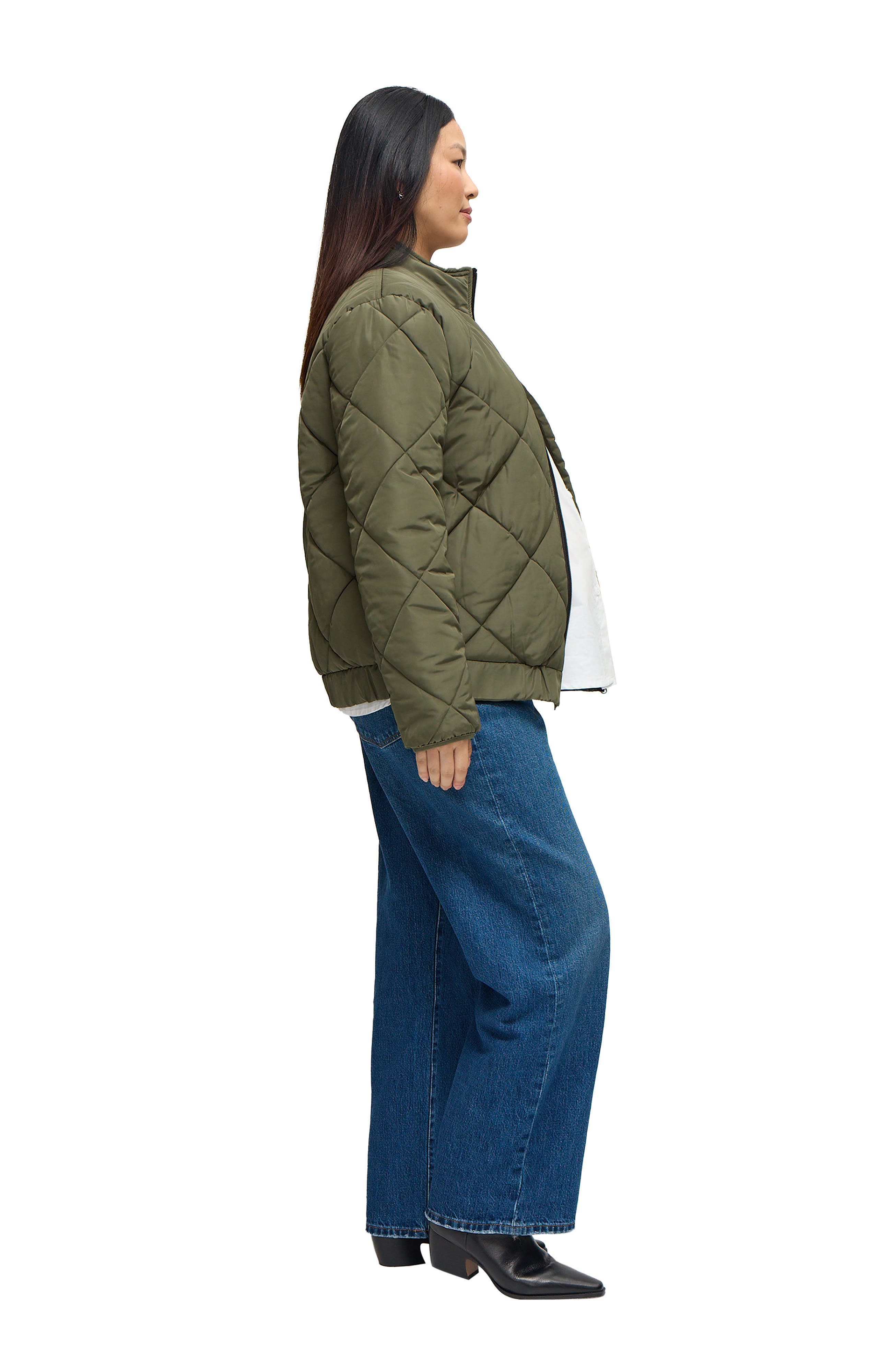 Ingrid & Isabel Expandable Raglan Maternity Puffer Jacket (Women ...