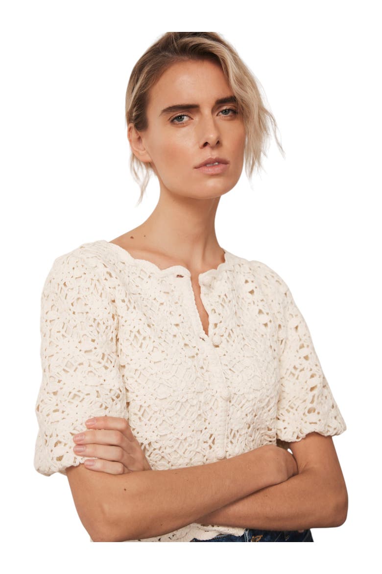 Crochet Knit Top, Alternate, color, Ivory