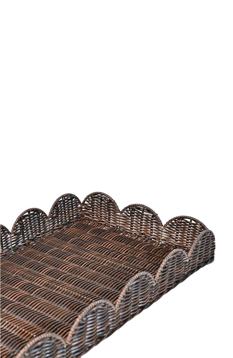 HAPPIMESS Parker Southwestern Cottage Resin Scalloped Rectangular Decorative Serving Trays,, Alternate, color, Dark Brown