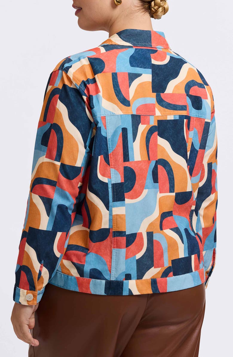 Foxcroft Thelma Geo Print Cotton Corduroy Shirt Jacket, Alternate, color, Beige