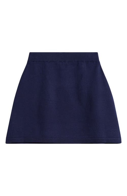 Reiss Navy 13-14 Yrs Knitted Button-detail A-line Skirt In Blue