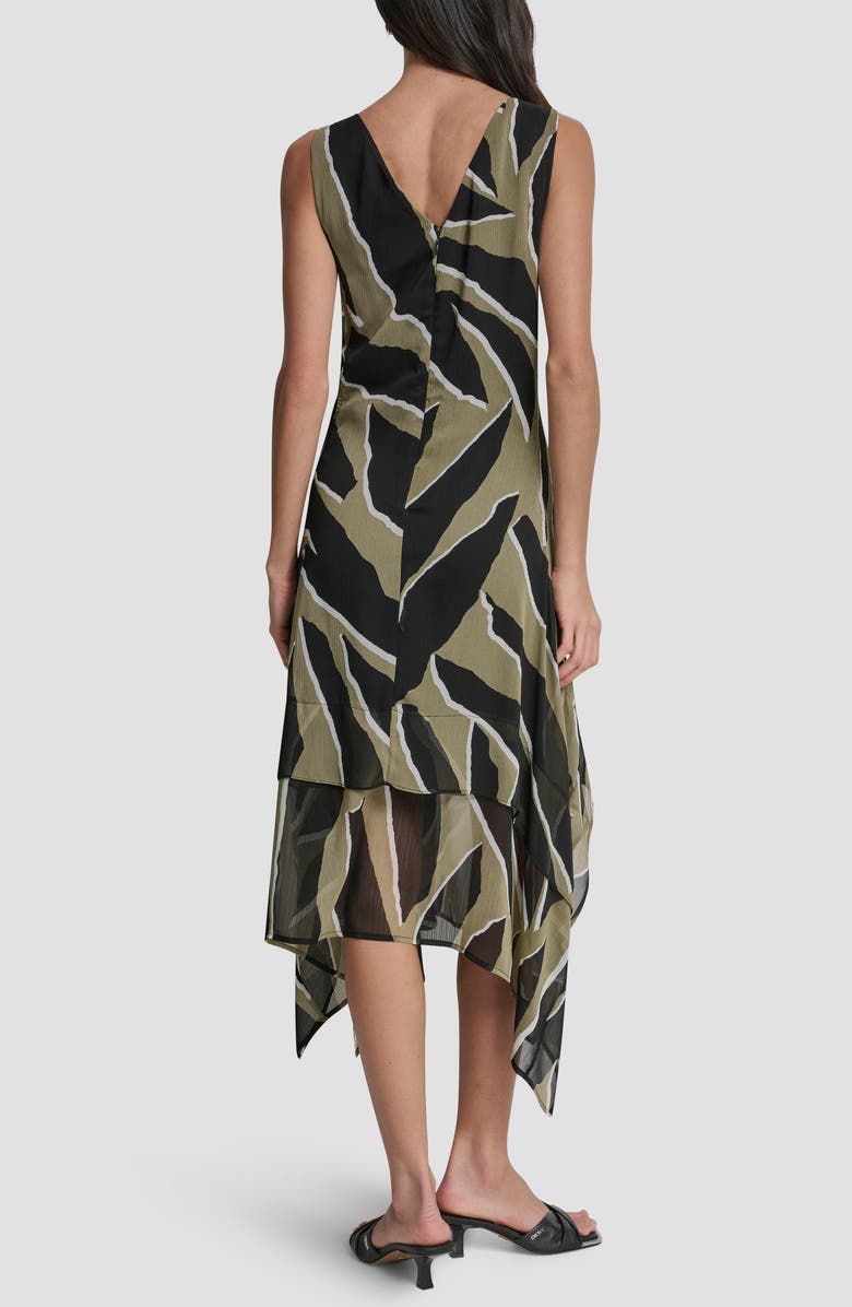 DKNY Crinkle Chiffon Handkerchief Hem Midi Dress, Alternate, color, Jungle Block
