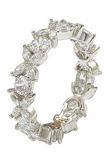SUZY LEVIAN Sterling Silver CZ Floral Eternity Band
