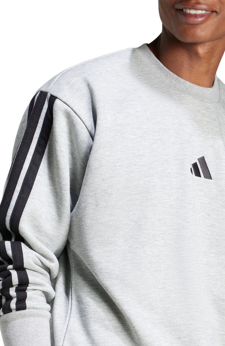 adidas Essential 3-Stripes Fleece Pullover, Alternate, color, Medium Grey Heather/ /