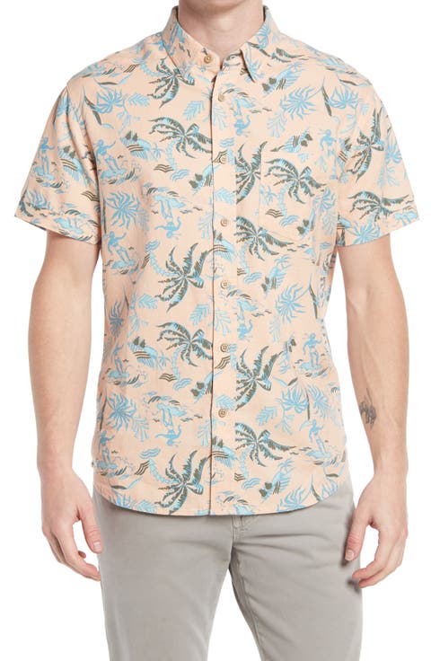 Carson Stripe Short Sleeve Linen Blend Button-Up Shirt