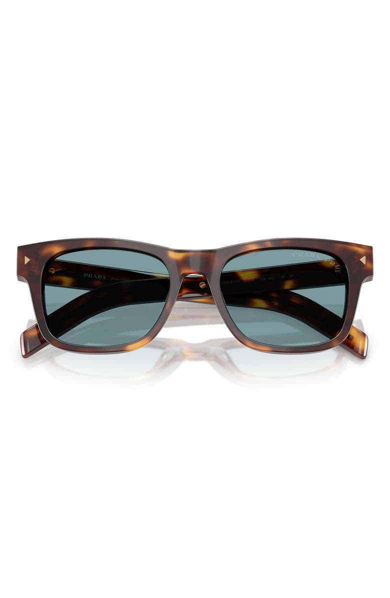 Prada 55mm Polarized Rectangular Sunglasses, Alternate, color, Green Tortoise