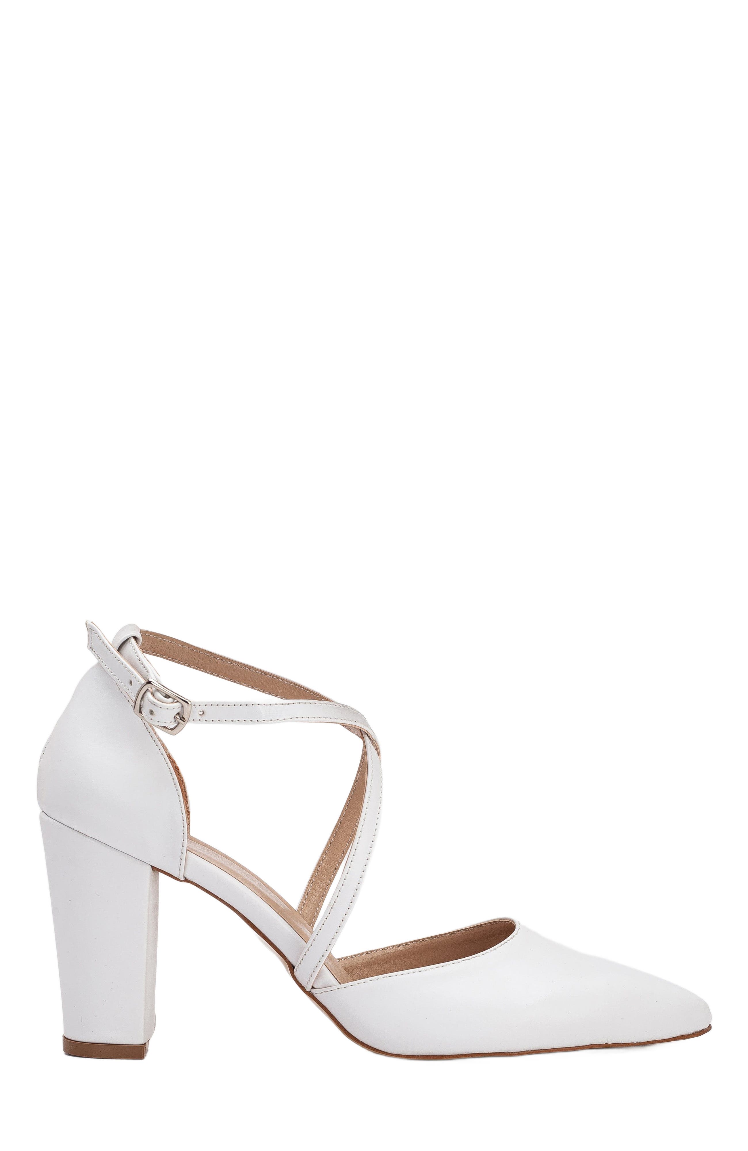 Forever & Always Shoes Sina Criss Cross High Block Heels, Main, color, White