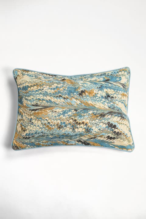 Nila Feathers Hand-Marbled Pillow - Cover Only