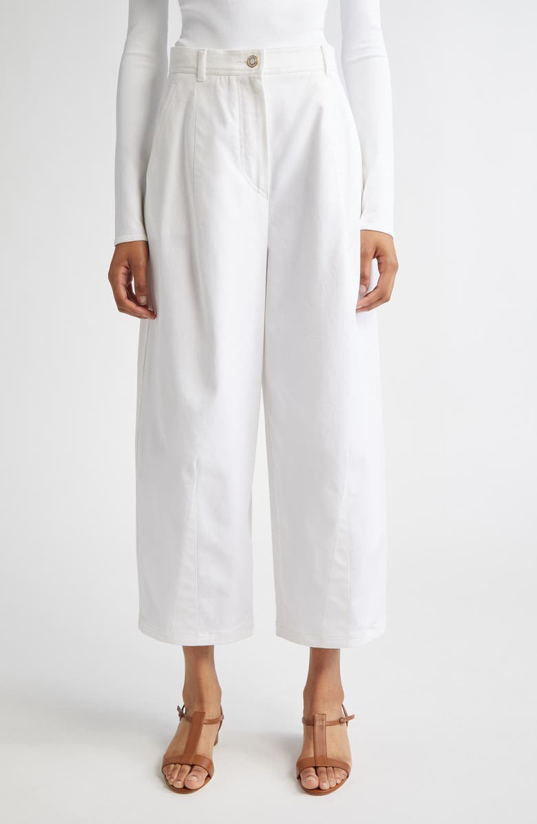 Max Mara Mina Wide Leg Crop Stretch Denim Trousers, Main, color, White