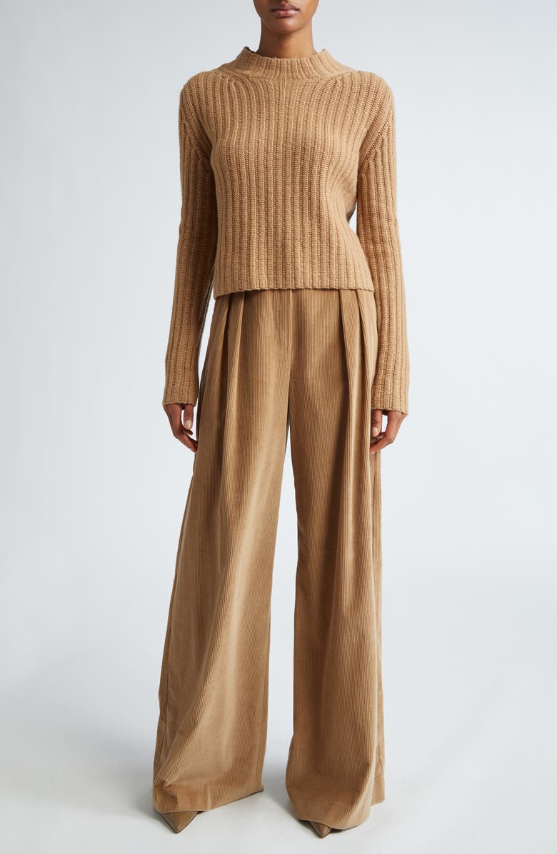 Max Mara Aloa Wool & Cashmere Funnel Neck Sweater, Alternate, color, Camel