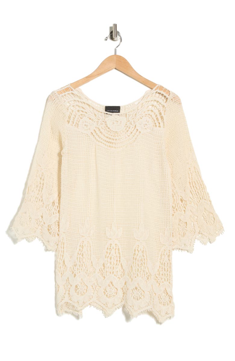 Forgotten Grace Open Knit Lace Top, Alternate, color, Natural
