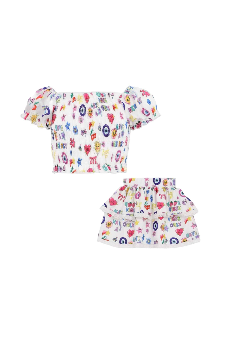 Lola + The Boys Lucky Girl Doodle Summer Set, Main, color, White