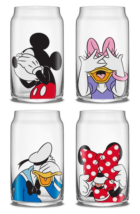 x Disney Mickey & Friends Set of 4 Can Glasses