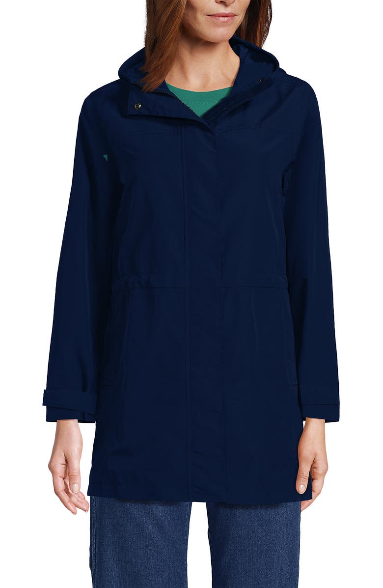 Lands' End Squall Hooded Waterproof Raincoat, Main, color, Deep Sea Navy