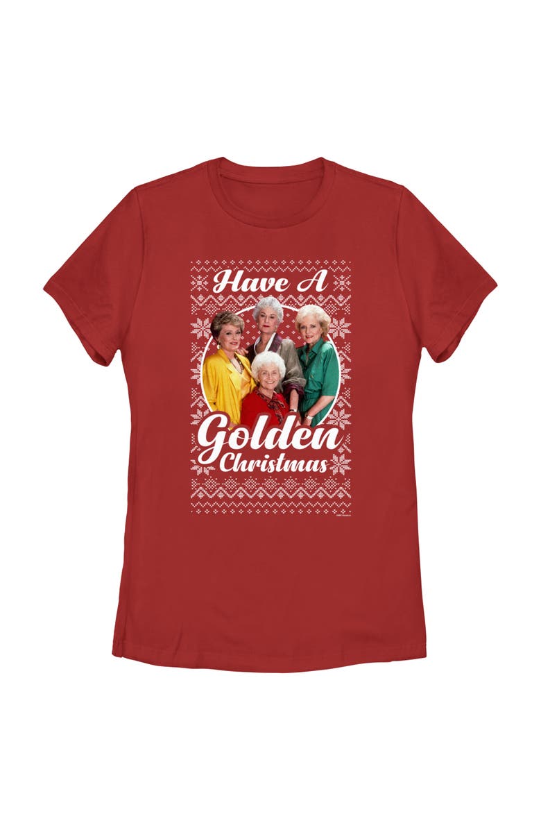 The Golden Girls Women's The Golden Girls Ugly Christmas Portrait Graphic T-Shirt, Main, color, Red