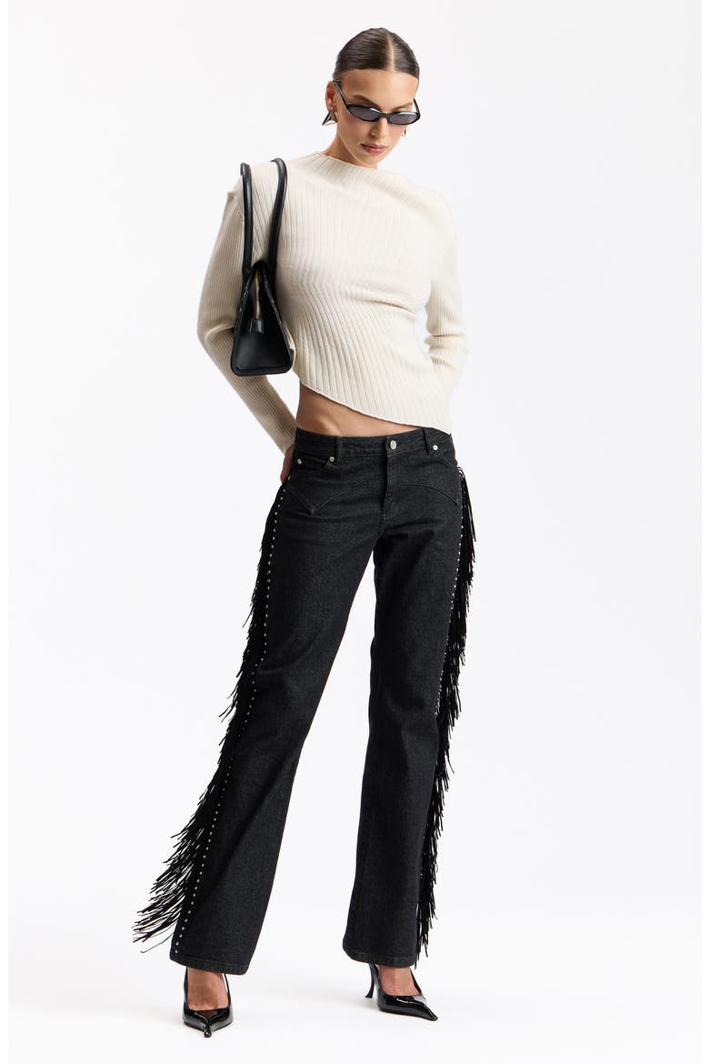 Fringe Low Rise Bootcut Jeans, Alternate, color, DARK INDIGO RINSE DE