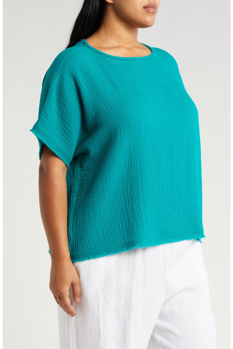 Dolman Sleeve Organic Cotton Gauze Top, Alternate, color, ESMERALDA