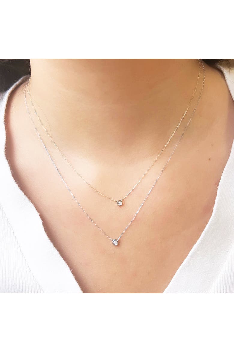 Diamond Single Bezel Necklace, Alternate, color, White Gold