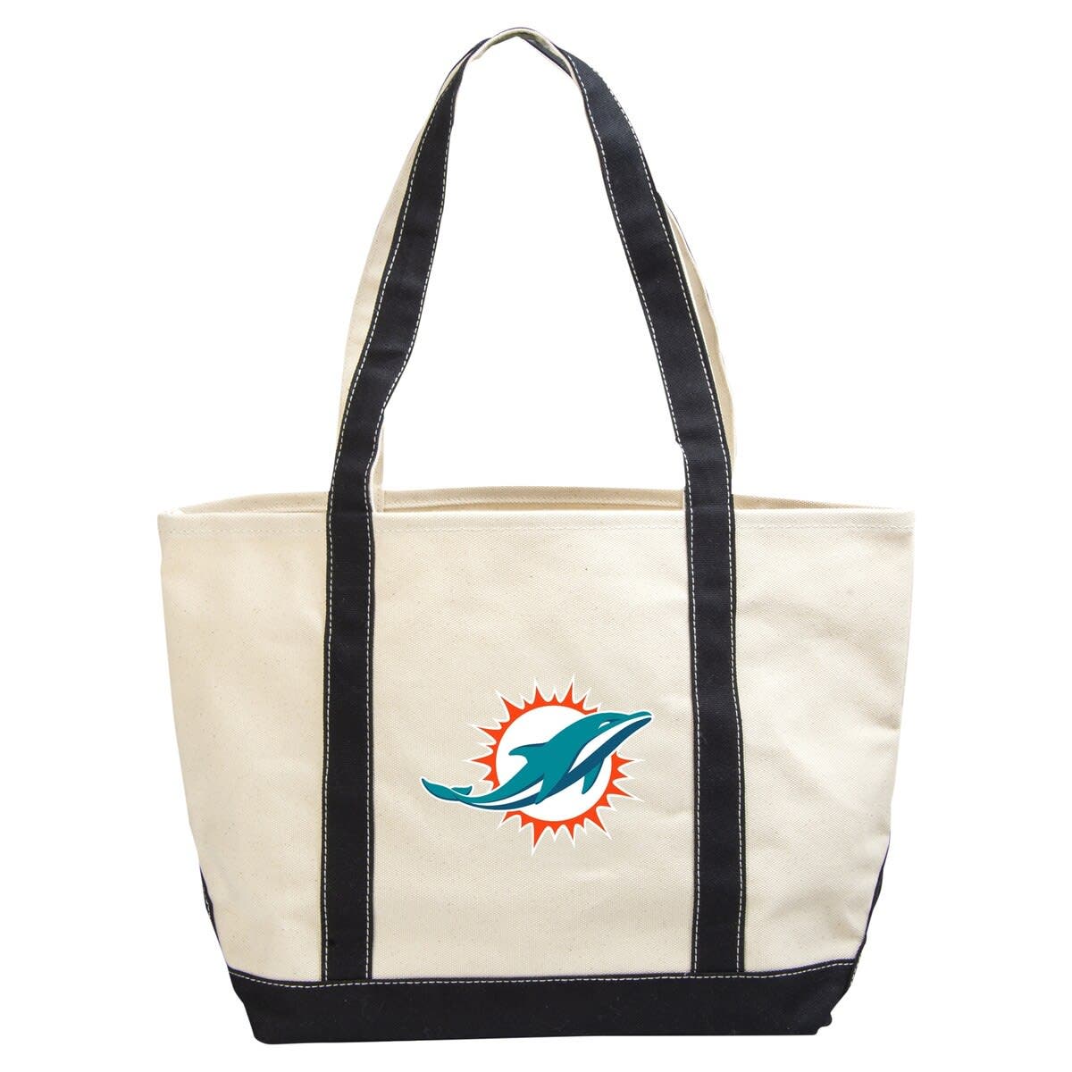 LOGO BRANDS Miami Dolphins Canvas Tote Bag, Main, color, 