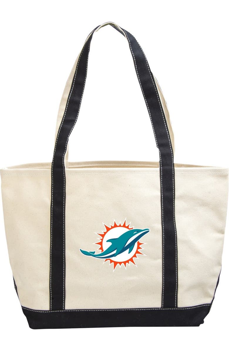 LOGO BRANDS Miami Dolphins Canvas Tote Bag, Main, color, Cream