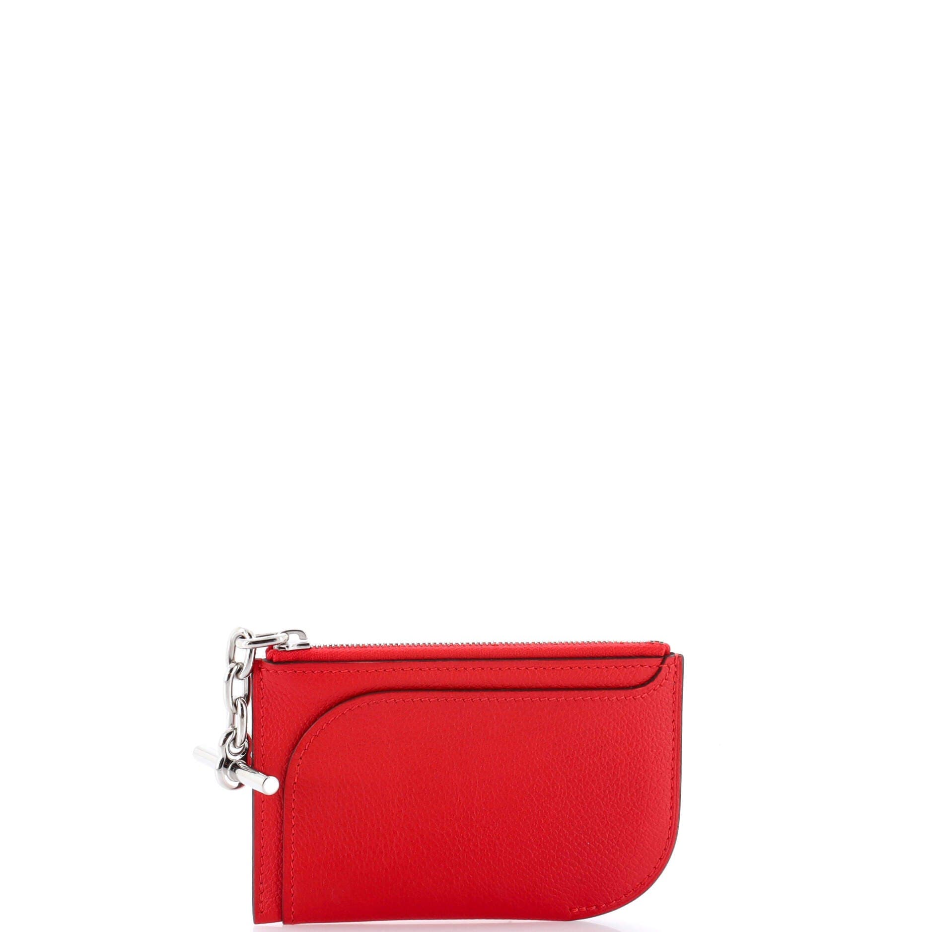Pre-Owned Hermes Strap Card Holder Evercolor, Main, color, Rouge De Coeur
