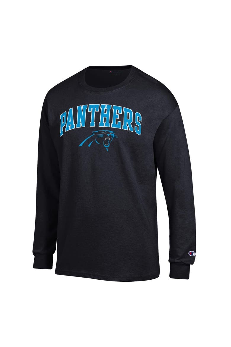 Men's Champion Black Carolina Panthers Arch Over Logo Long Sleeve T-Shirt, Alternate, color, Black