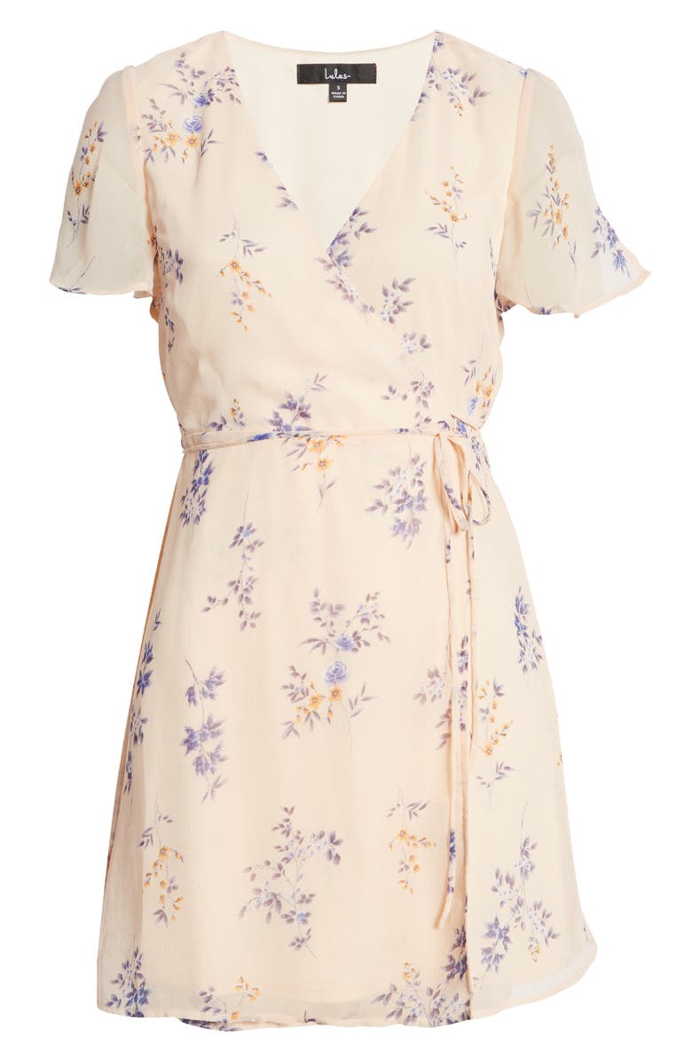 Lulus Fowler Floral Wrap Minidress, Alternate, color, 