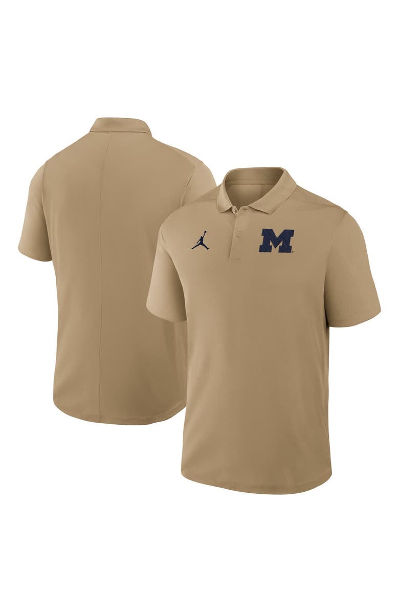 Jordan Brand Men's Jordan Brand Tan Michigan Wolverines Primetime Victory Primary Logo Performance Polo, Main, color, Tan
