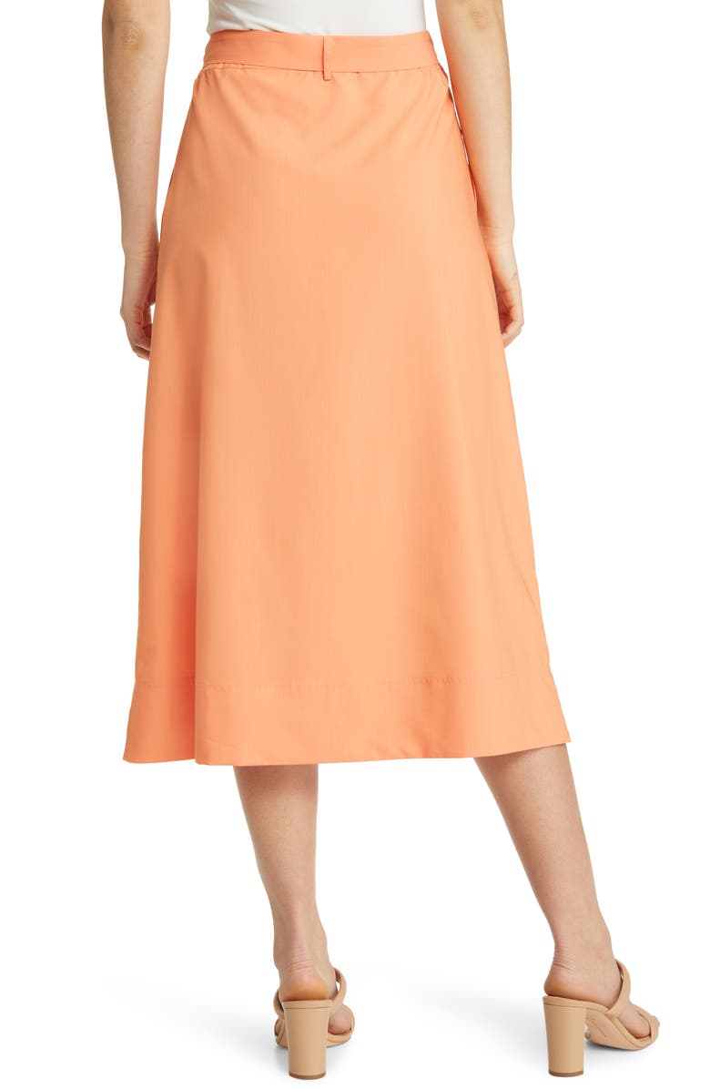 Misook Belted Patch Pocket A-Line Midi Skirt, Alternate, color,