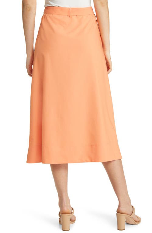 Misook Belted Patch Pocket A-line Midi Skirt In Citrus Blossom