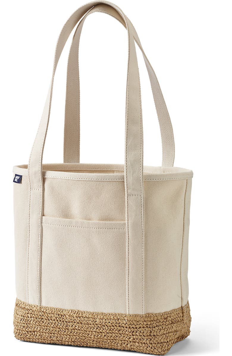 Lands' End Medium Print 5 Pocket Open Top Canvas Tote Bag, Main, color,