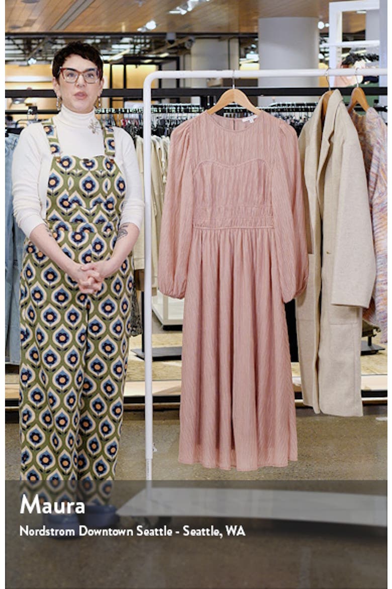 Shirred Long Sleeve Midi Dress video