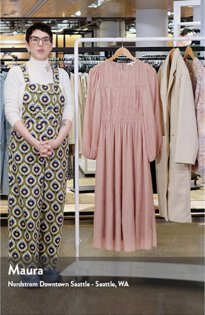 Shirred Long Sleeve Midi Dress, sales video thumbnail