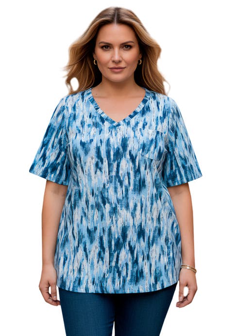 Plus Size Slub V Neck Boyfriend Tunic Top