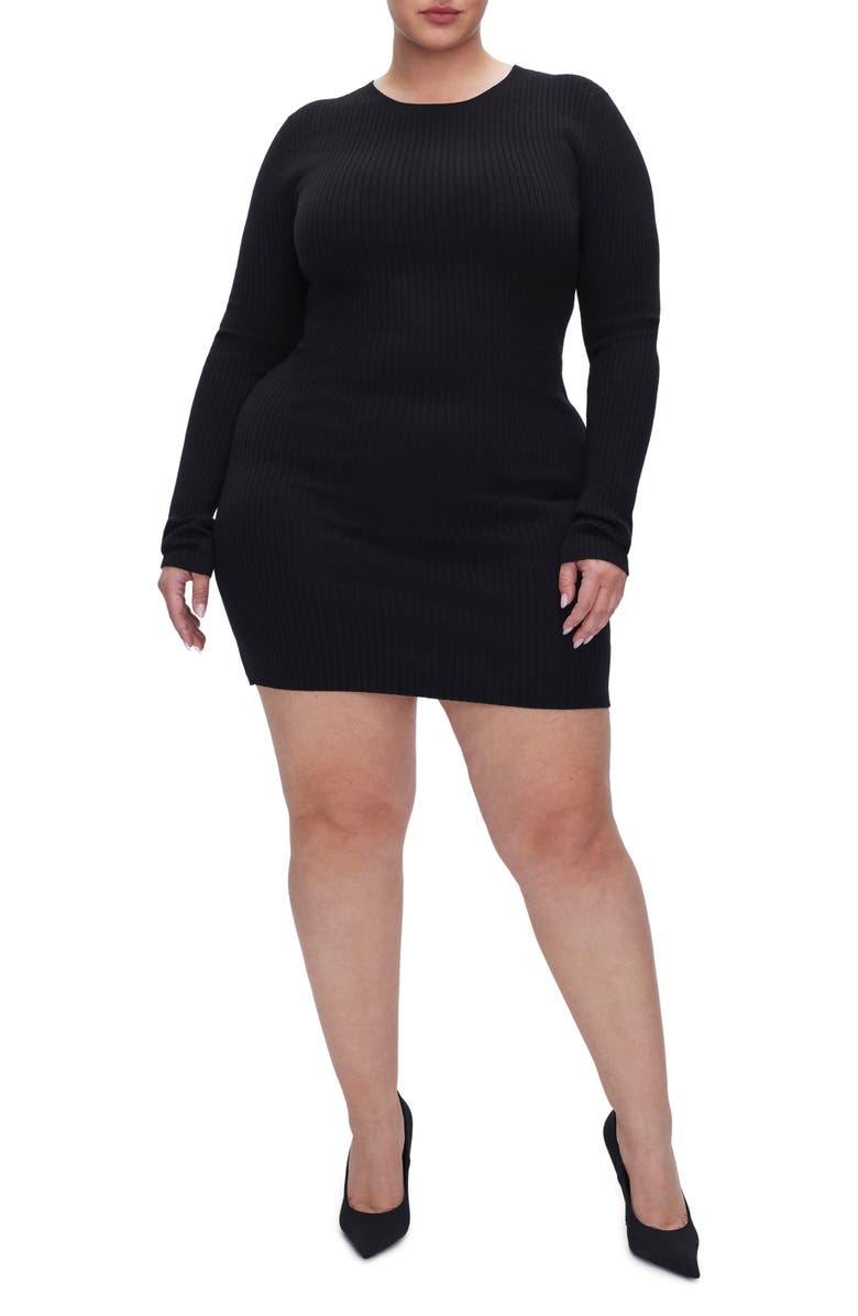 Good American Cozy Rib Long Sleeve Minidress, Alternate, color,