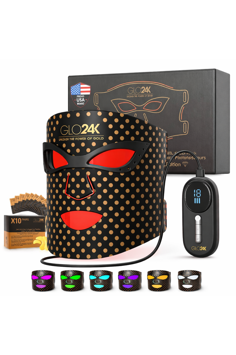 7 Color LED Photon Rejuvenation Mask with Gold and Collagen Eye Patches., Main, color, NA