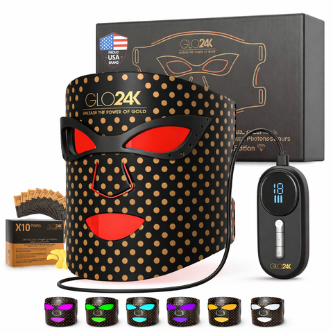 7 Color LED Photon Rejuvenation Mask with Gold and Collagen Eye Patches.