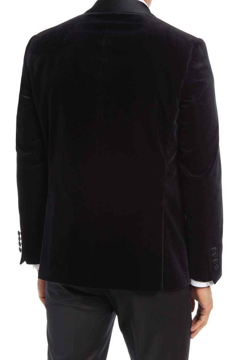 Josh Trim Fit Velvet Dinner Jacket, Alternate, color, BLACK